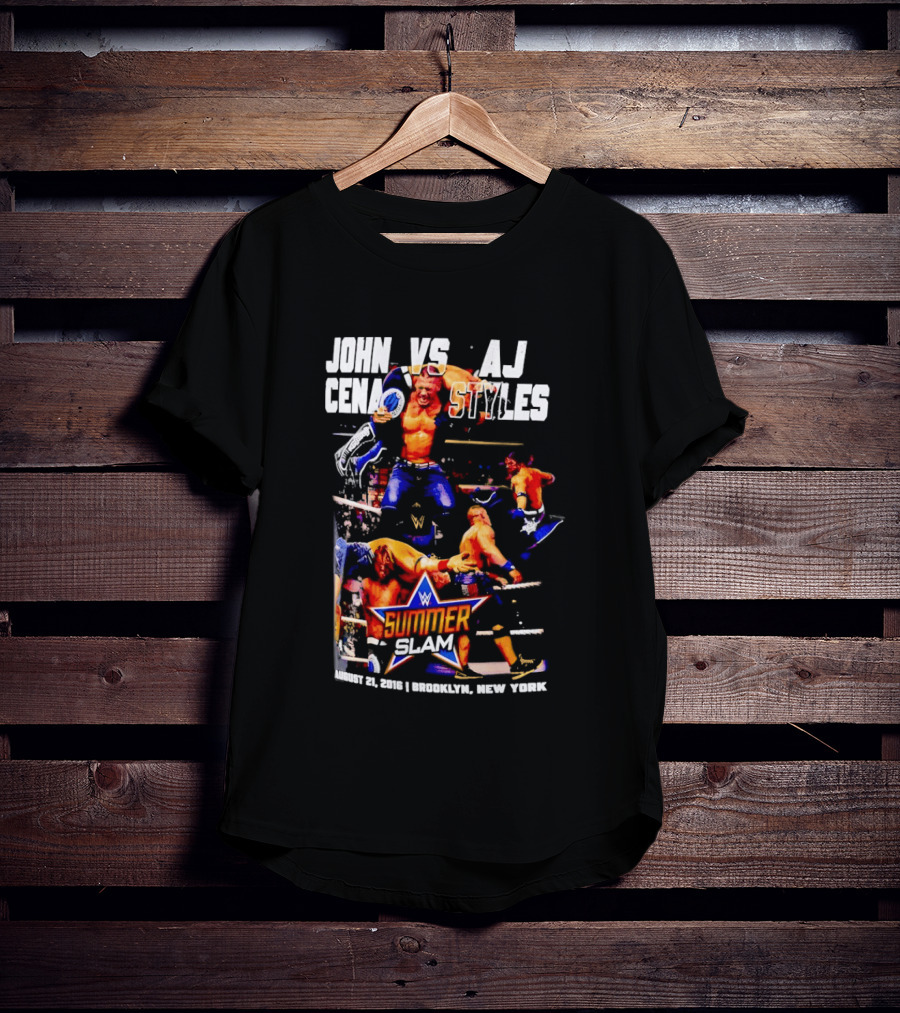 John Cena Vs AJ Styles WWE SummerSlam 2016 Barclays Center August 21 Brooklyn New York T-Shirt