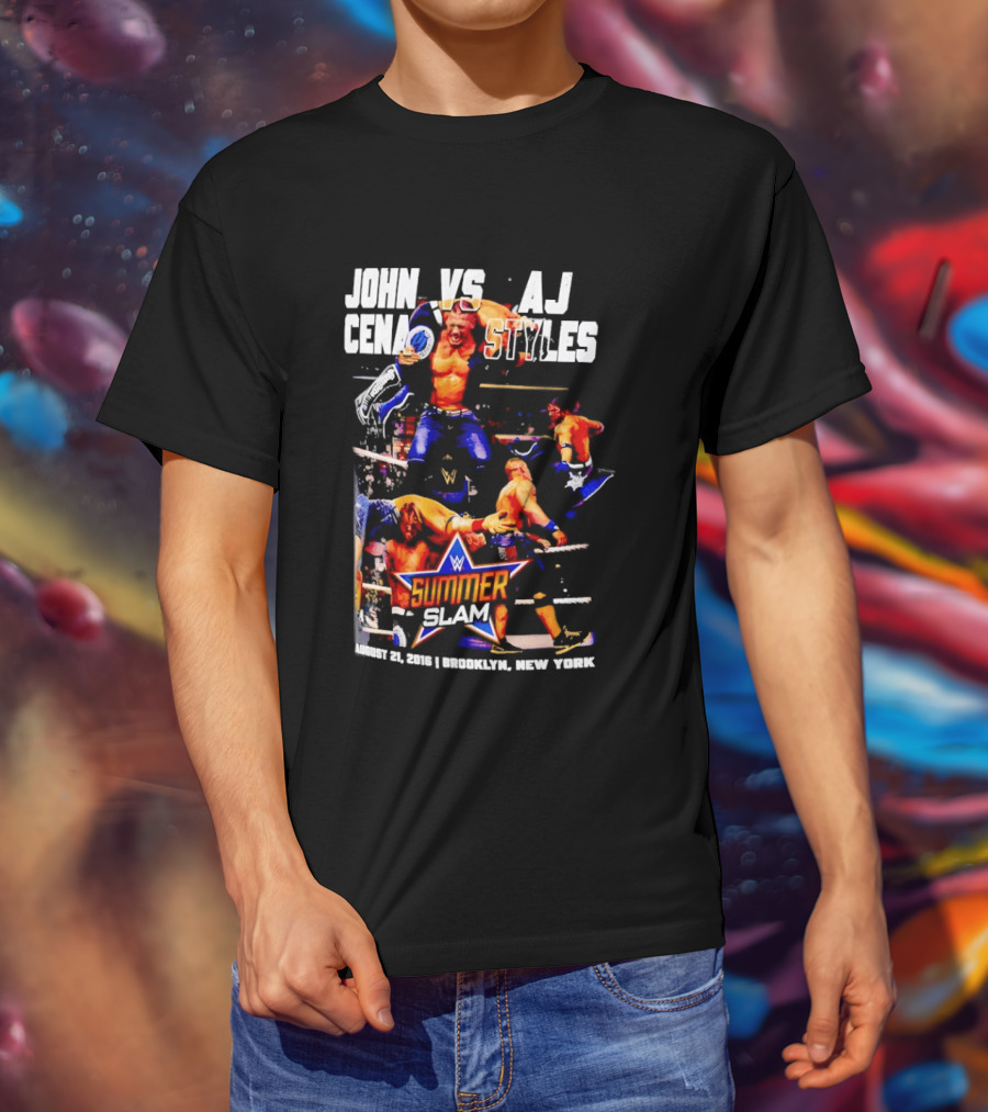 John Cena Vs AJ Styles WWE SummerSlam 2016 Barclays Center August 21 Brooklyn New York T-Shirt