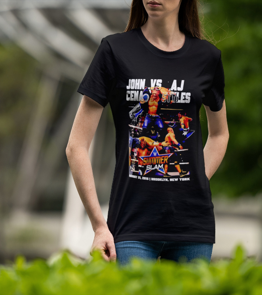 John Cena Vs AJ Styles WWE SummerSlam 2016 Barclays Center August 21 Brooklyn New York T-Shirt