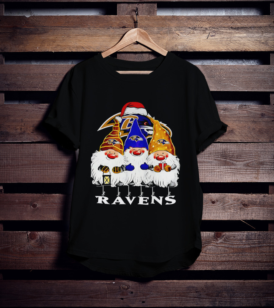 Gnomes Baltimore Ravens Christmas T-Shirt