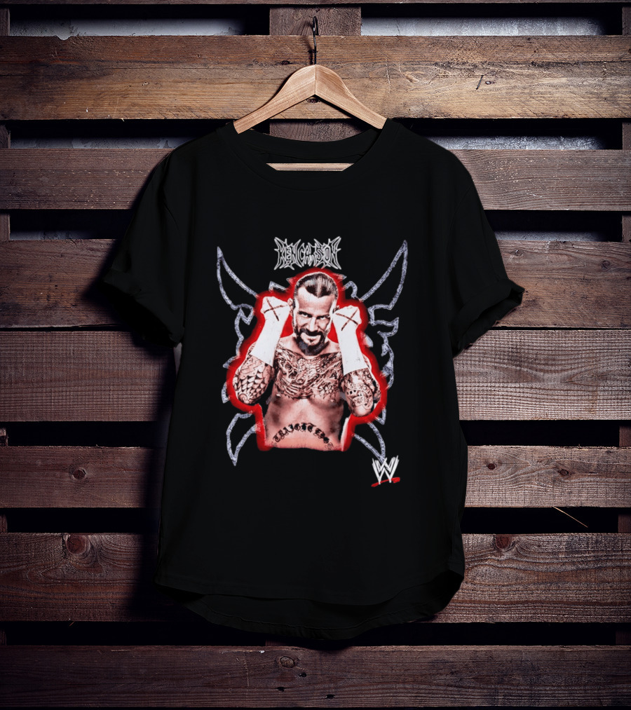 Ken Carson CM Punk WWE Logo Tattooed MMA Fighter T-Shirt