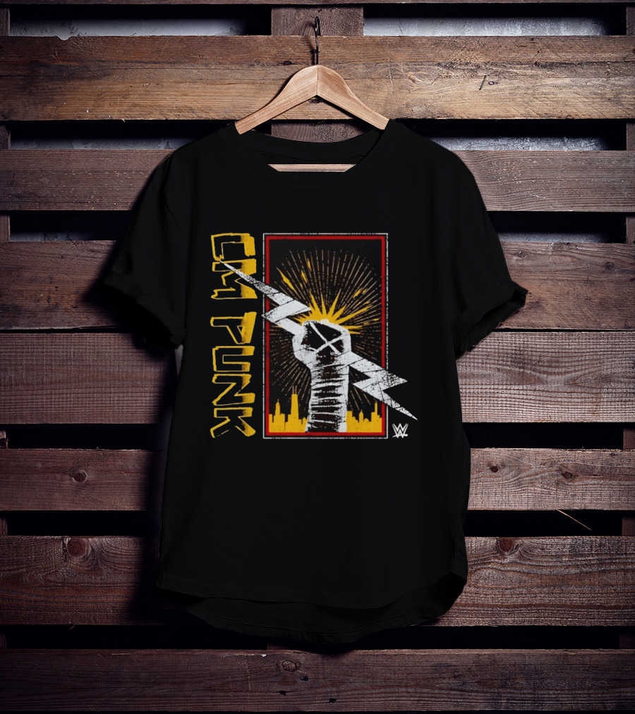 CM Punk WWE Best In The World Lightning Bolt Chicago Skyline Fist T-Shirt