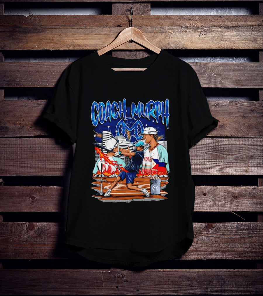 Coach Murph Baseball Training Batting Practice Urban City Flames Philippine Flag T-Shirt