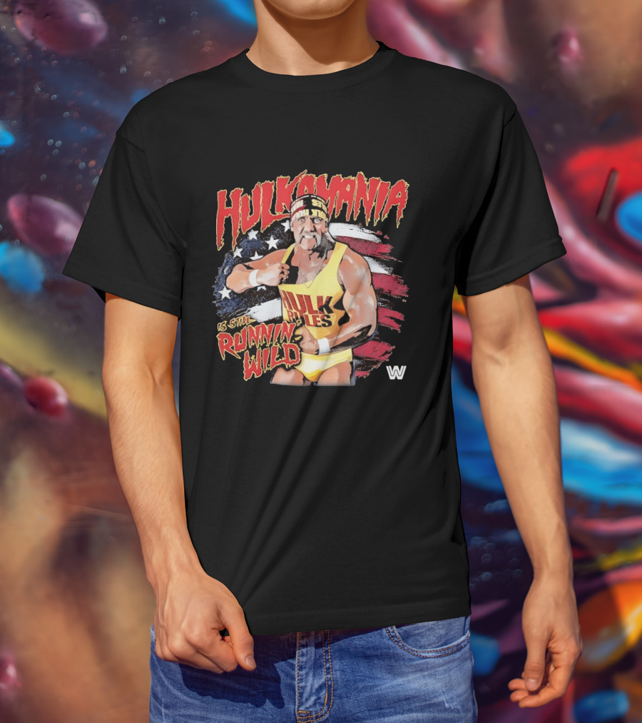 Hulk Hogan Hulkamania Runnin Wild American Flag WWE T-Shirt