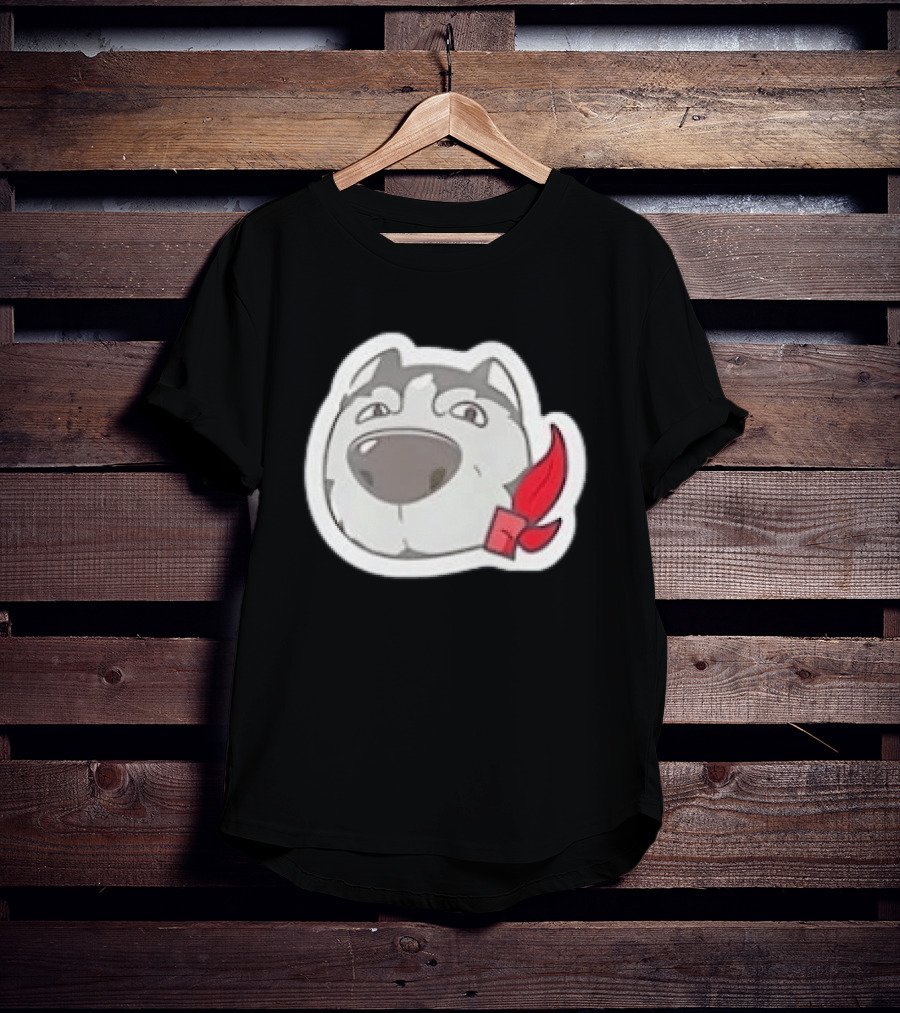 Husky Dog With Red Bandana Puppy Cute Cartoon Face T-Shirt