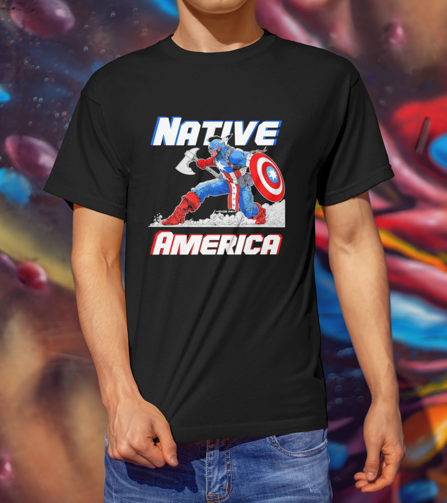 Native America Captain America Axe And Shield Hero T-Shirt