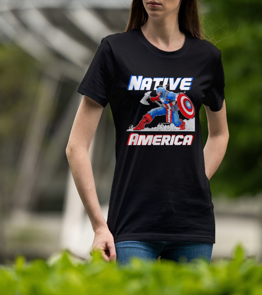Native America Captain America Axe And Shield Hero T-Shirt