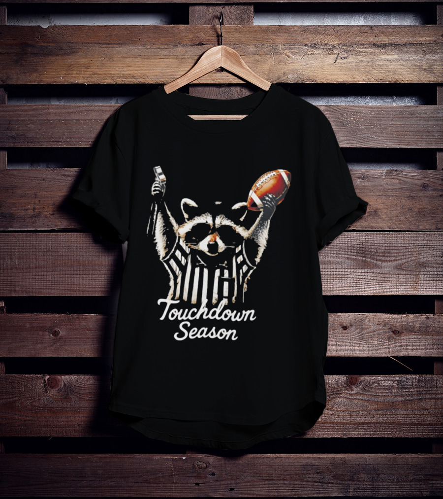 Raccoon Referee Touchdown Season Football Humor T-Shirt