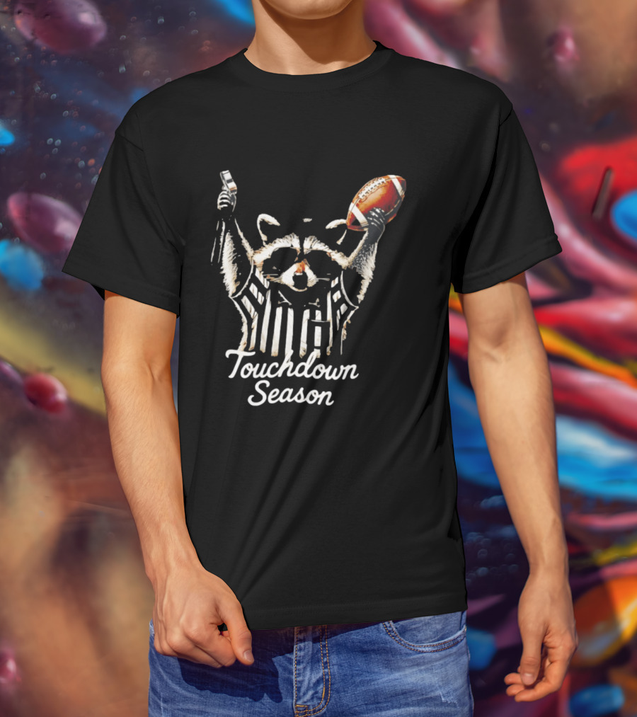 Raccoon Referee Touchdown Season Football Humor T-Shirt