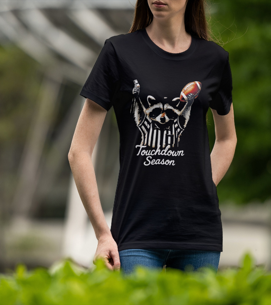 Raccoon Referee Touchdown Season Football Humor T-Shirt