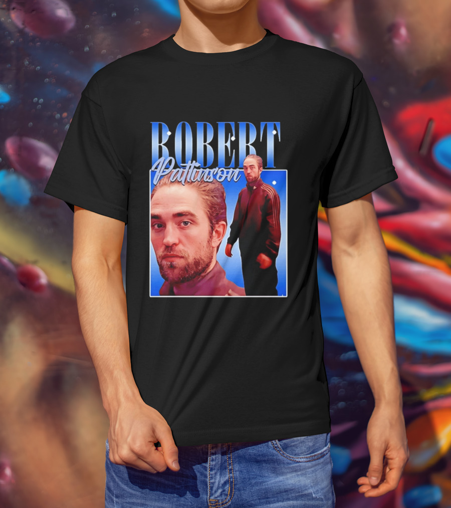 Robert Pattinson Standing Meme Blue Adidas Tracksuit T-Shirt