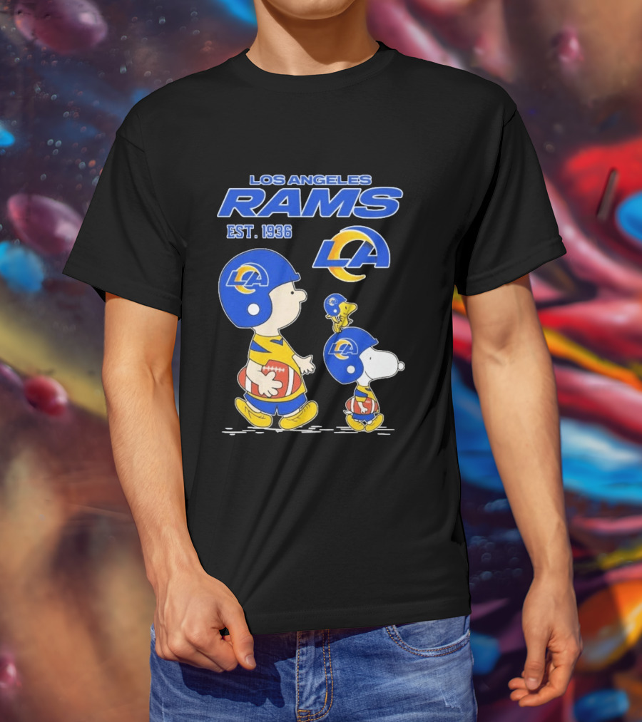 Snoopy Charlie Brown Los Angeles Rams 1936 Football Team LA T-Shirt