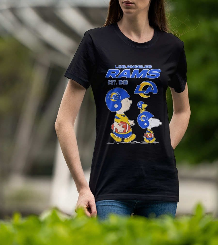 Snoopy Charlie Brown Los Angeles Rams 1936 Football Team LA T-Shirt