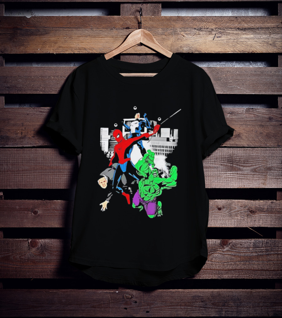 Spider Man The Punisher And The Hulk Marvel Comic Heroes Collage T-Shirt