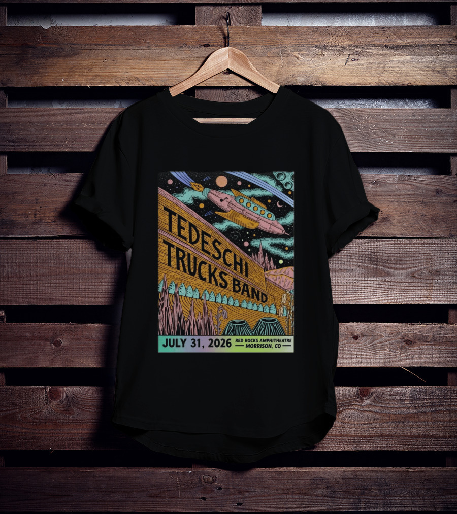 Tedeschi Trucks Band Red Rocks Concert July 31 2026 Morrison CO Spaceship T-Shirt