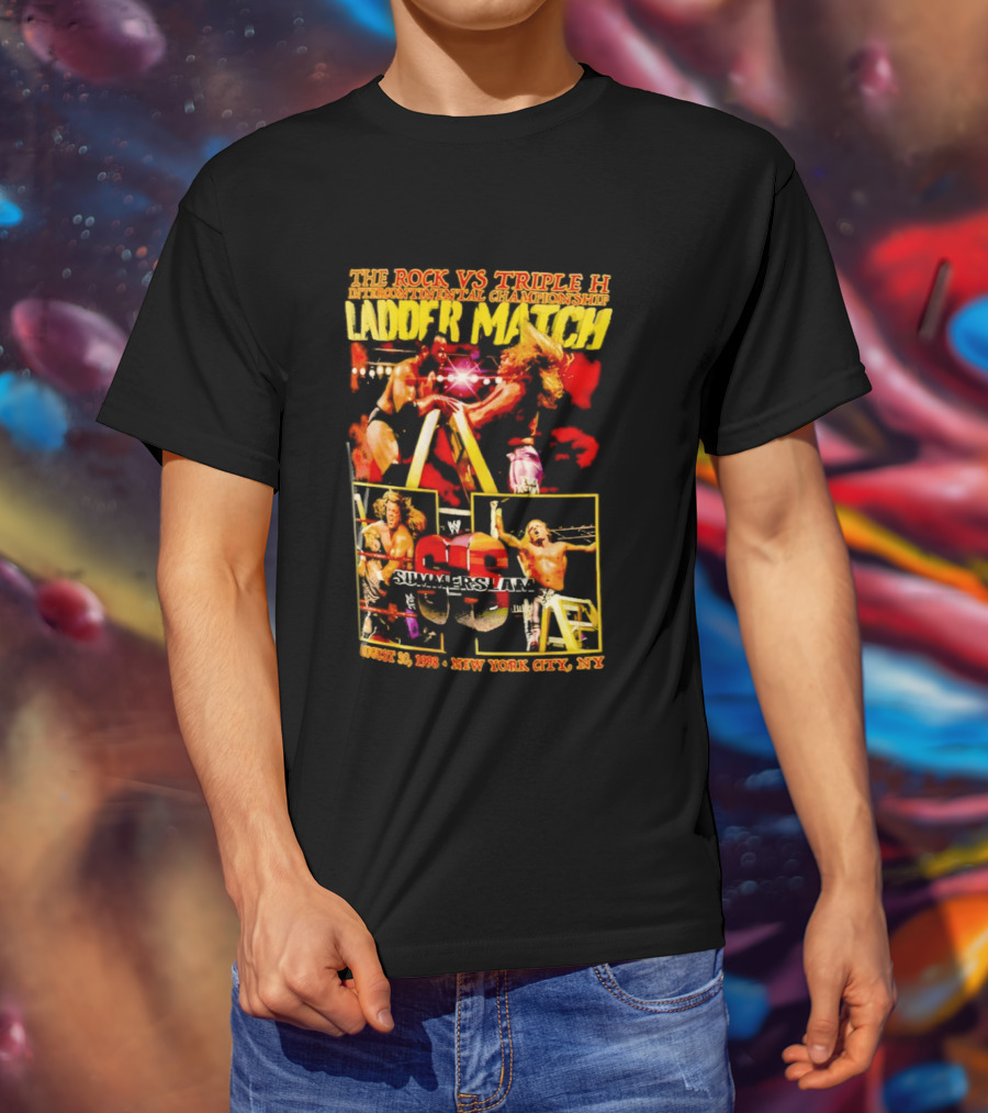 WWE SummerSlam 1998 The Rock Vs Triple H Ladder Match Intercontinental Championship New York City T-Shirt