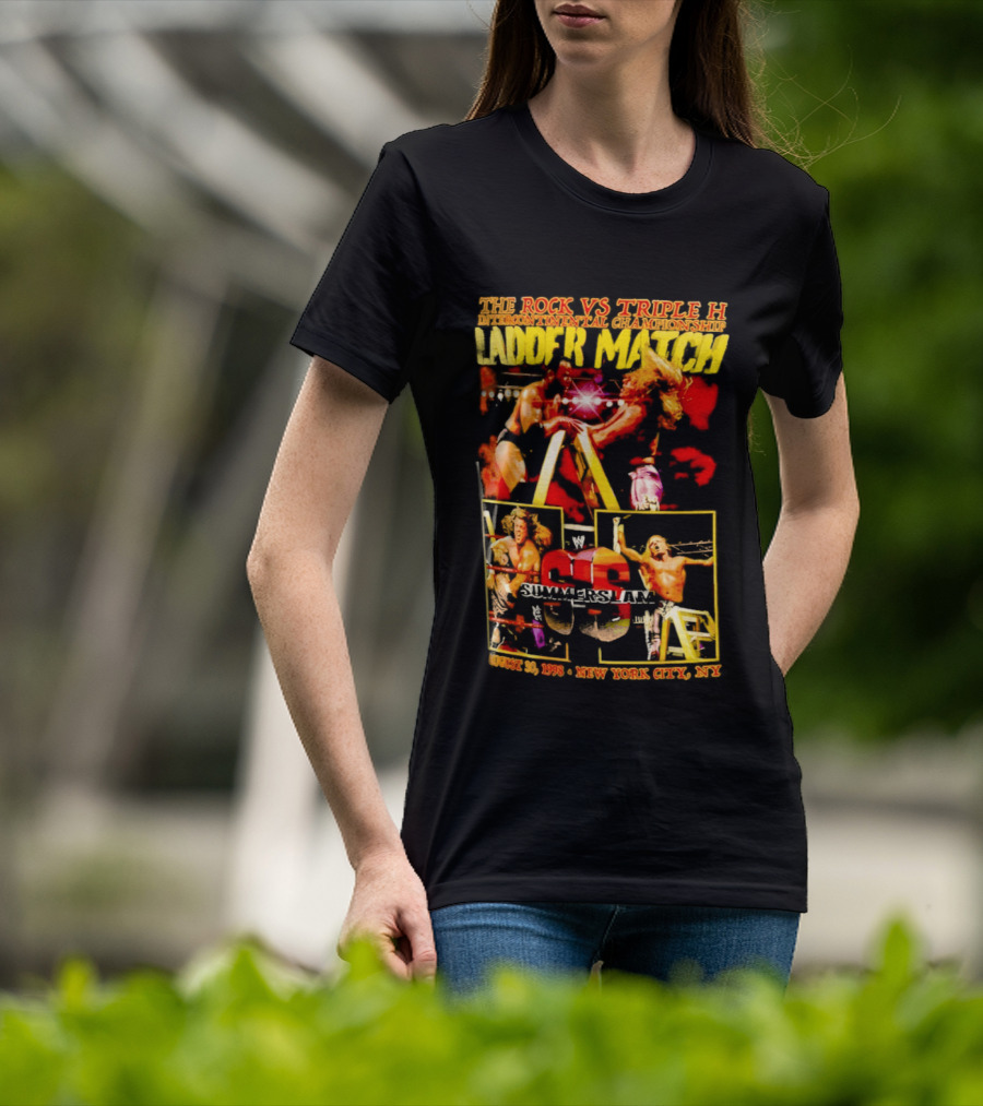 WWE SummerSlam 1998 The Rock Vs Triple H Ladder Match Intercontinental Championship New York City T-Shirt