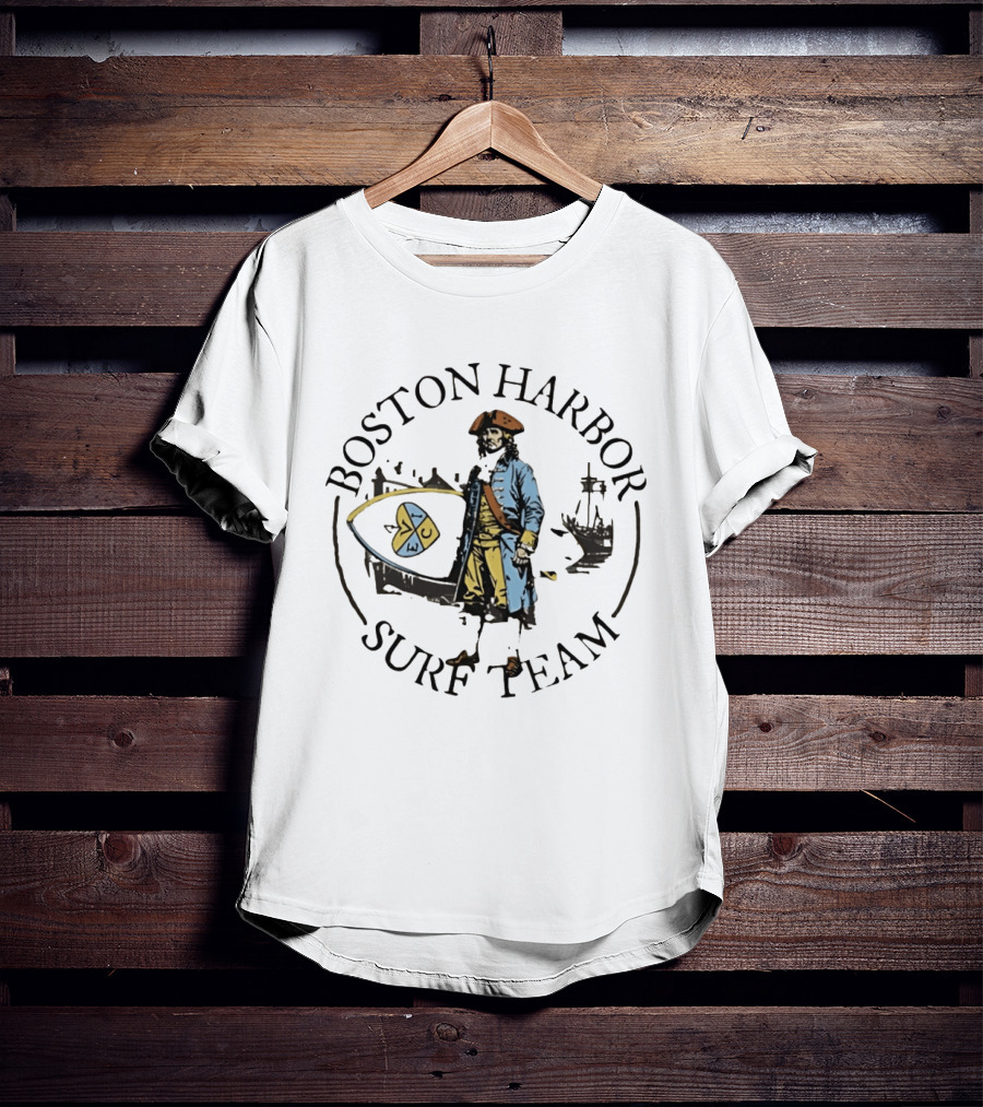 Boston Harbor Surf Team Vintage Sailor With Surfboard T-Shirt