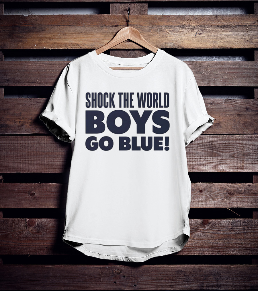 Shock The World Michigan Men's Basketball Boys Go Blue T-Shirt