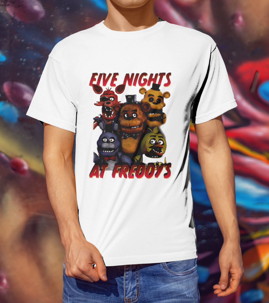 Five Nights At Freddy's Cartoon Characters Freddy Bonnie Chica Foxy T-Shirt