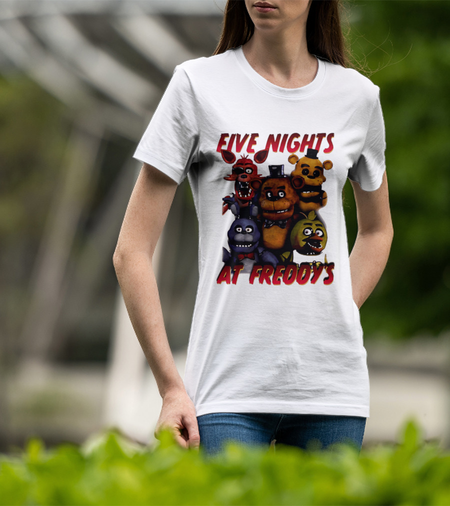 Five Nights At Freddy's Cartoon Characters Freddy Bonnie Chica Foxy T-Shirt