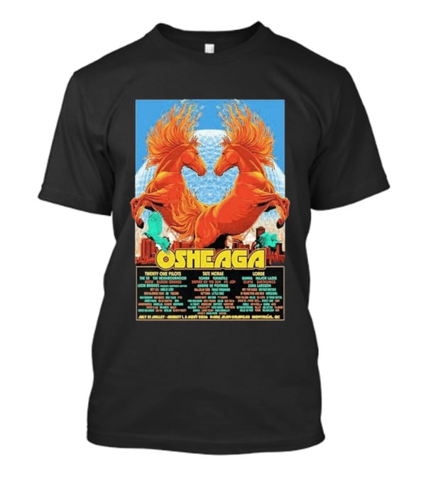19th Annual Osheaga Music And Arts Festival July 31 To August 2 2026 Headliners Twenty One Pilots Tate McRae Lorde Parc Jean Drapeau Montreal Canada T-Shirt