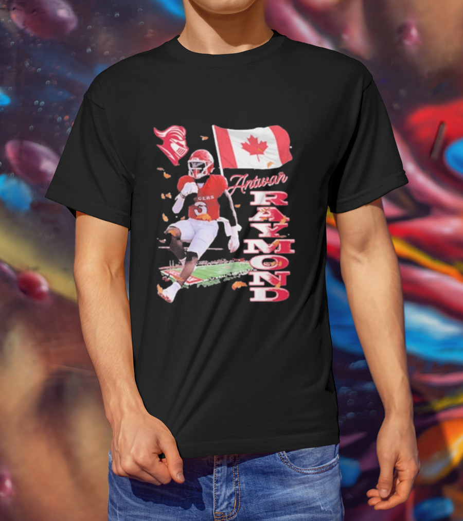 Antwan Raymond Rutgers Scarlet Knights Canadian Flag Football T-Shirt