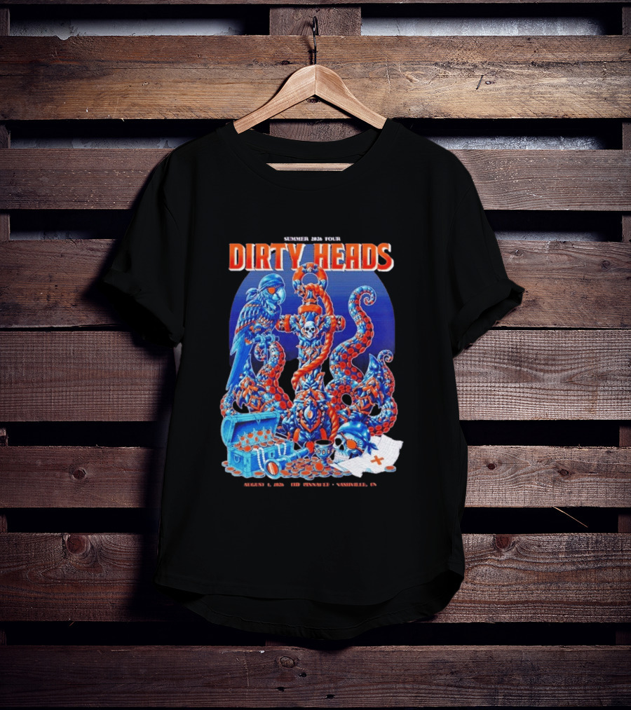 Dirty Heads Summer 2026 Tour Nashville TN August 1 Skeletons And Octopus T-Shirt