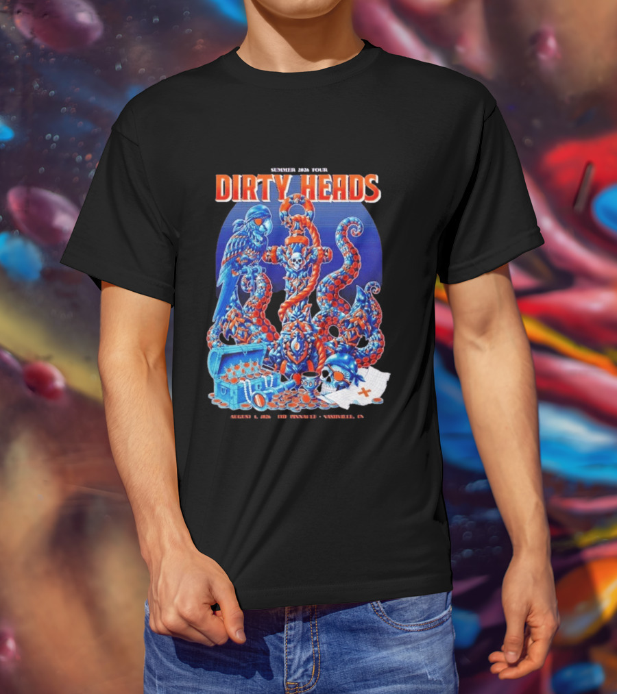 Dirty Heads Summer 2026 Tour Nashville TN August 1 Skeletons And Octopus T-Shirt