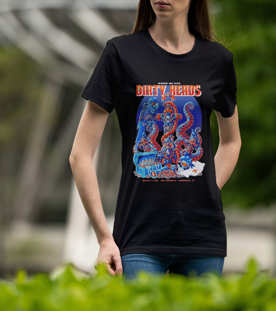Dirty Heads Summer 2026 Tour Nashville TN August 1 Skeletons And Octopus T-Shirt