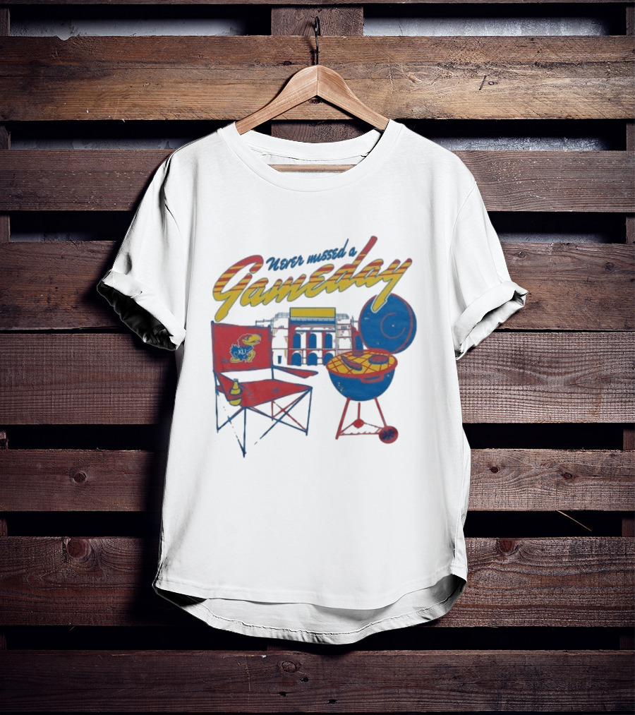 Kansas Jayhawks Never Missed A Gameday BBQ Chair Stadium Grill T-Shirt