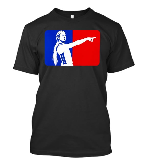 Sophie Cunningham WNBA 2026 Pointing Gesture In Blue And Red T-Shirt