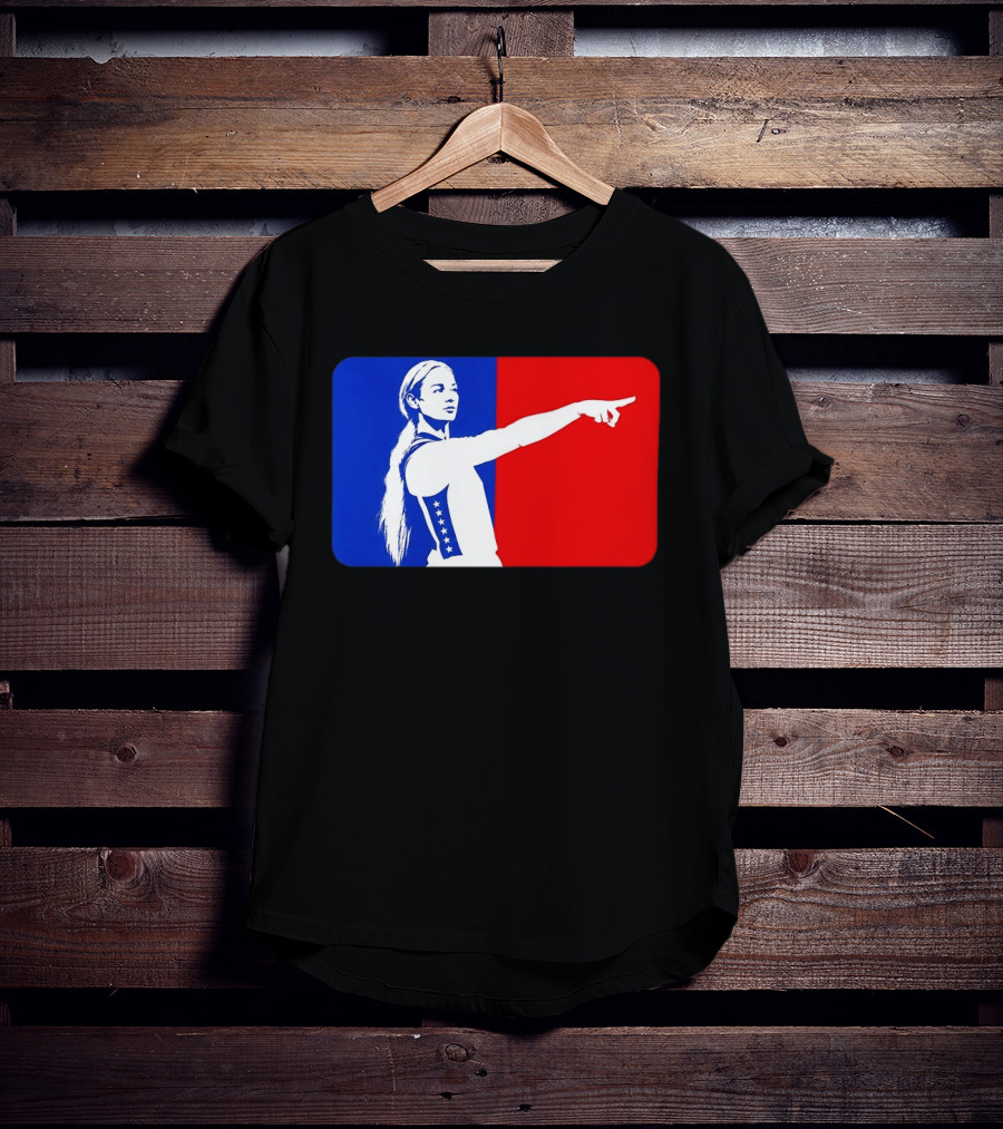 Sophie Cunningham WNBA 2026 Pointing Gesture In Blue And Red T-Shirt