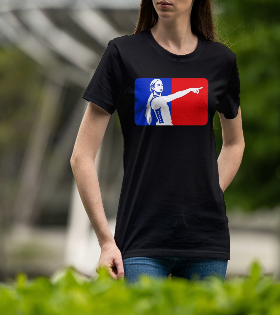 Sophie Cunningham WNBA 2026 Pointing Gesture In Blue And Red T-Shirt