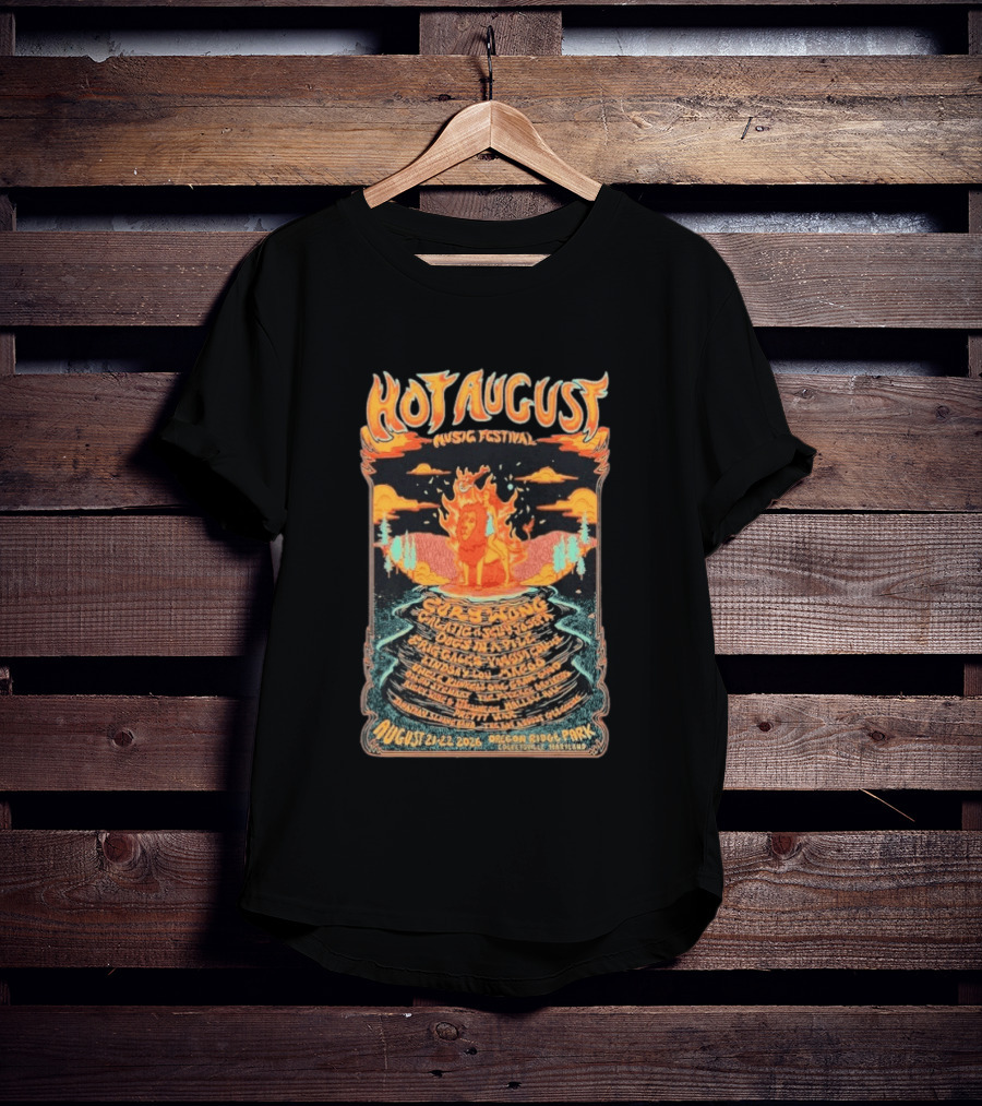 Hot August Music Festival 2026 Oregon Ridge Park Featuring Grace Stone Galactic Hartska Dogs Brass Playground Elise Testone DJ Williams T-Shirt