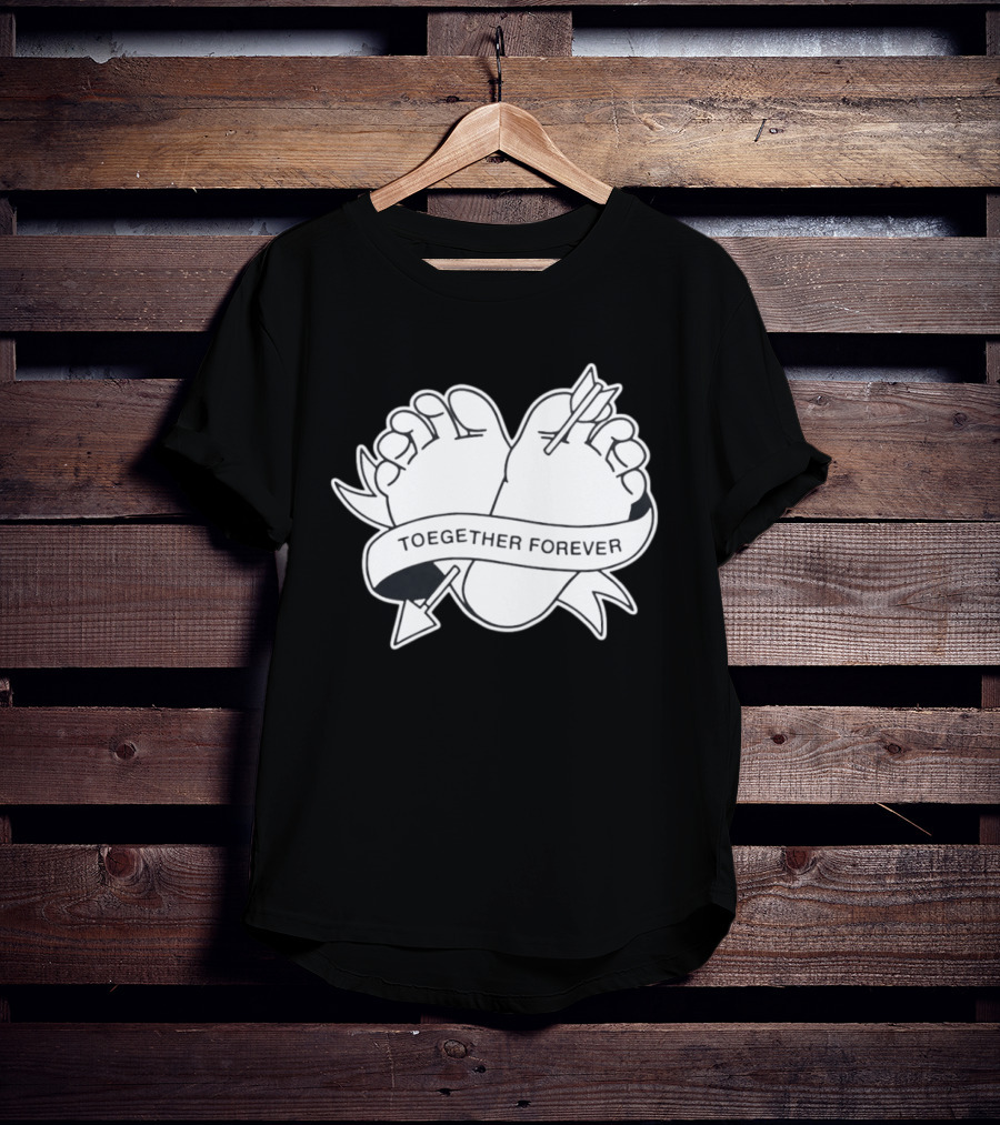 Cupid's Piercing Toegther Forever Two Feet Arrow Heart Ribbon T-Shirt