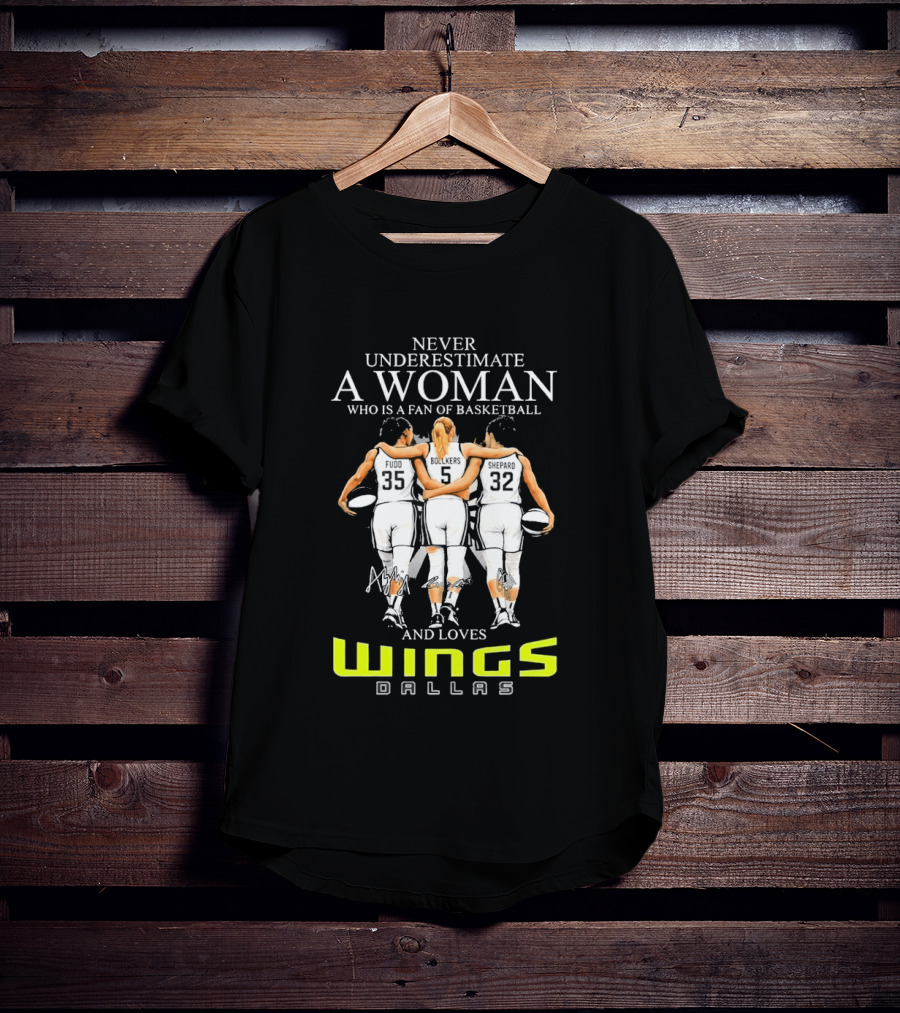 Never Underestimate A Woman Who Is A Fan Of Basketball And Loves Dallas Wings T-Shirt