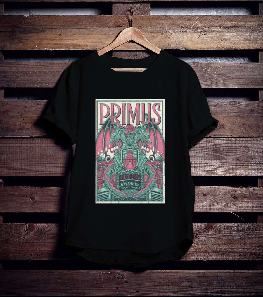 Primus Ljubljana Križanke Concert 3 Aug 2026 Double Dragon T-Shirt
