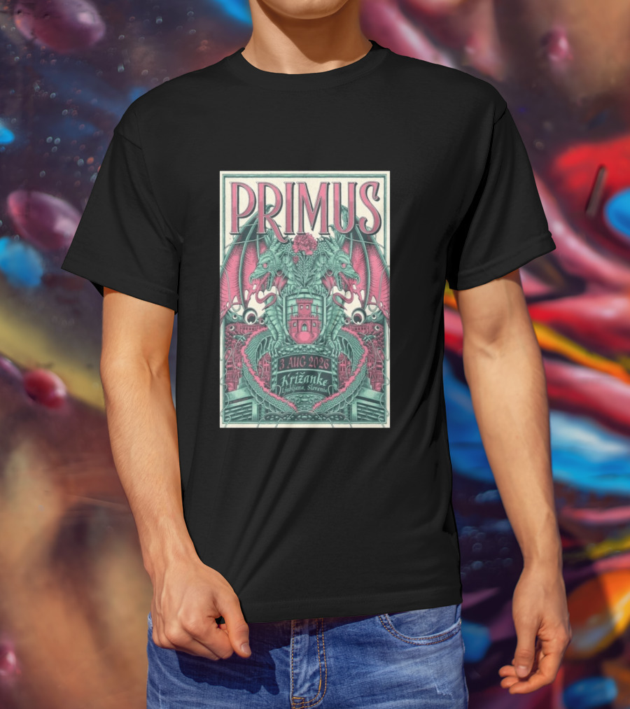 Primus Ljubljana Križanke Concert 3 Aug 2026 Double Dragon T-Shirt
