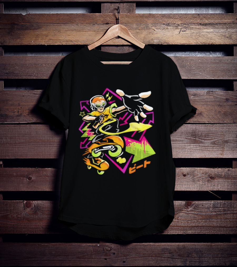 Jet Set Radio Beat Character Keep Rollin Neon Graffiti T-Shirt
