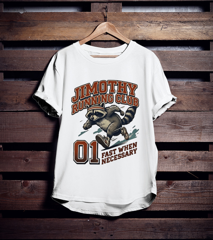 Jimothy Running Club 01 Fast When Necessary Raccoon T-Shirt