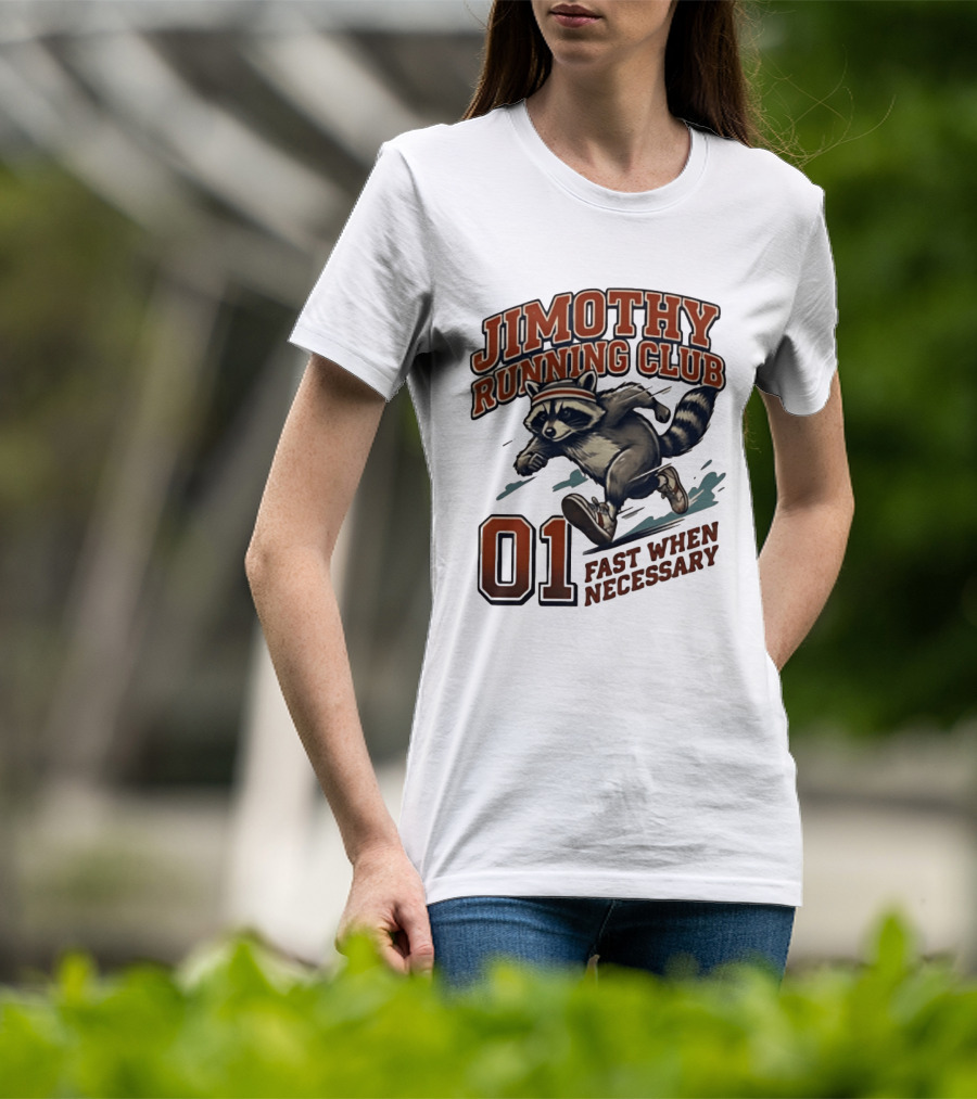 Jimothy Running Club 01 Fast When Necessary Raccoon T-Shirt