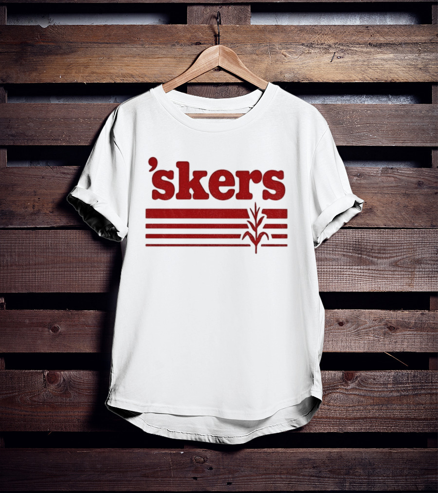 Skers Nebraska Cornhuskers Text Red Lines T-Shirt