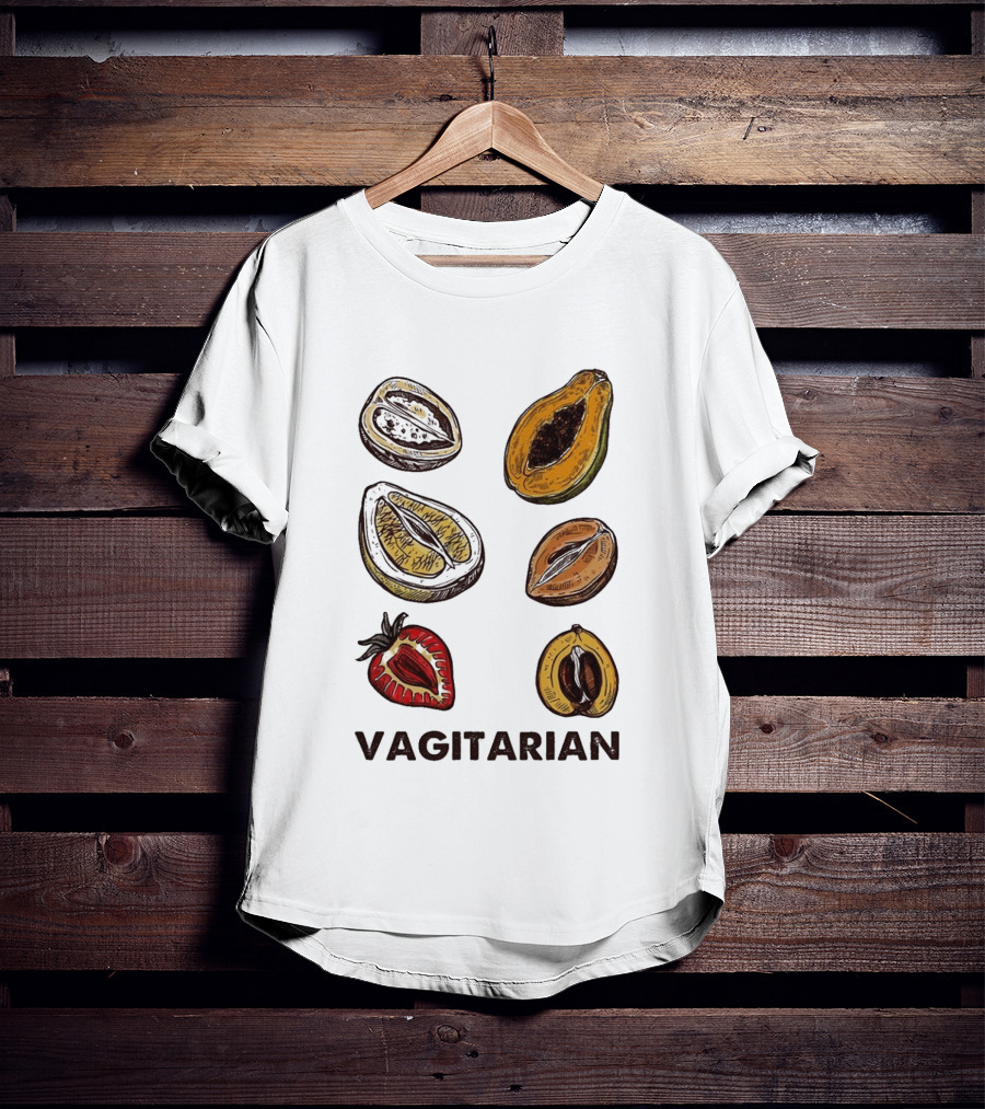 Vagitarian Fruit Humor Strawberry Avocado Papaya Illustrations T-Shirt