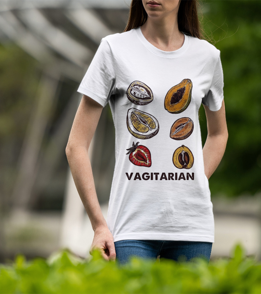 Vagitarian Fruit Humor Strawberry Avocado Papaya Illustrations T-Shirt