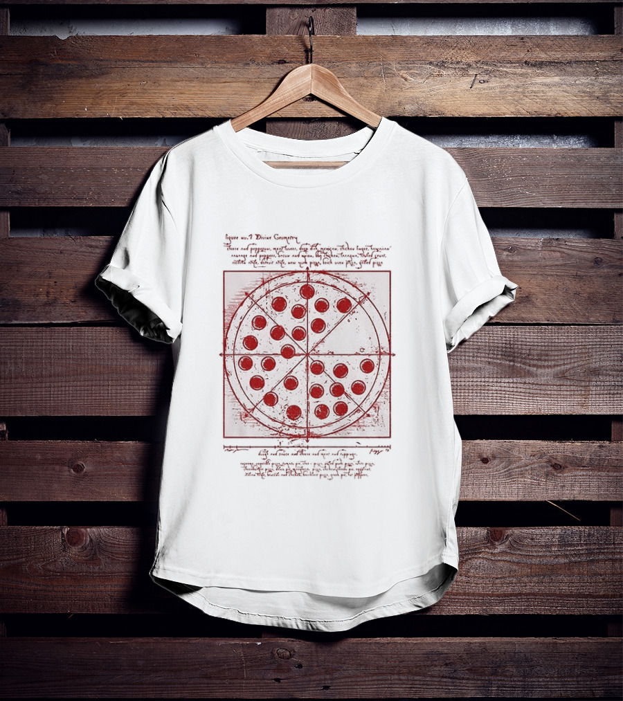 Vitruvian Pizza Leonardo Da Vinci Spider Tom Movie Pizza Drawing T-Shirt