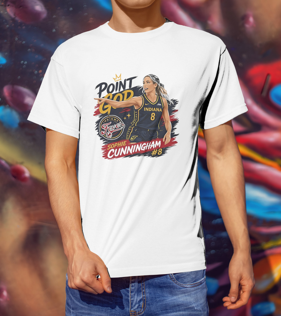 Sophie Cunningham Point God Number 8 Indiana Fever Basketball T-Shirt