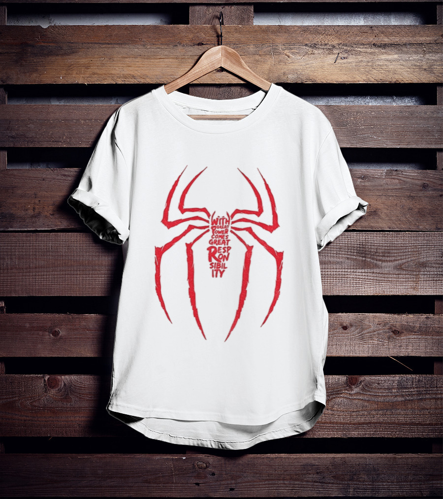 Spider Man Great Responsibility Red Symbol Superhero T-Shirt