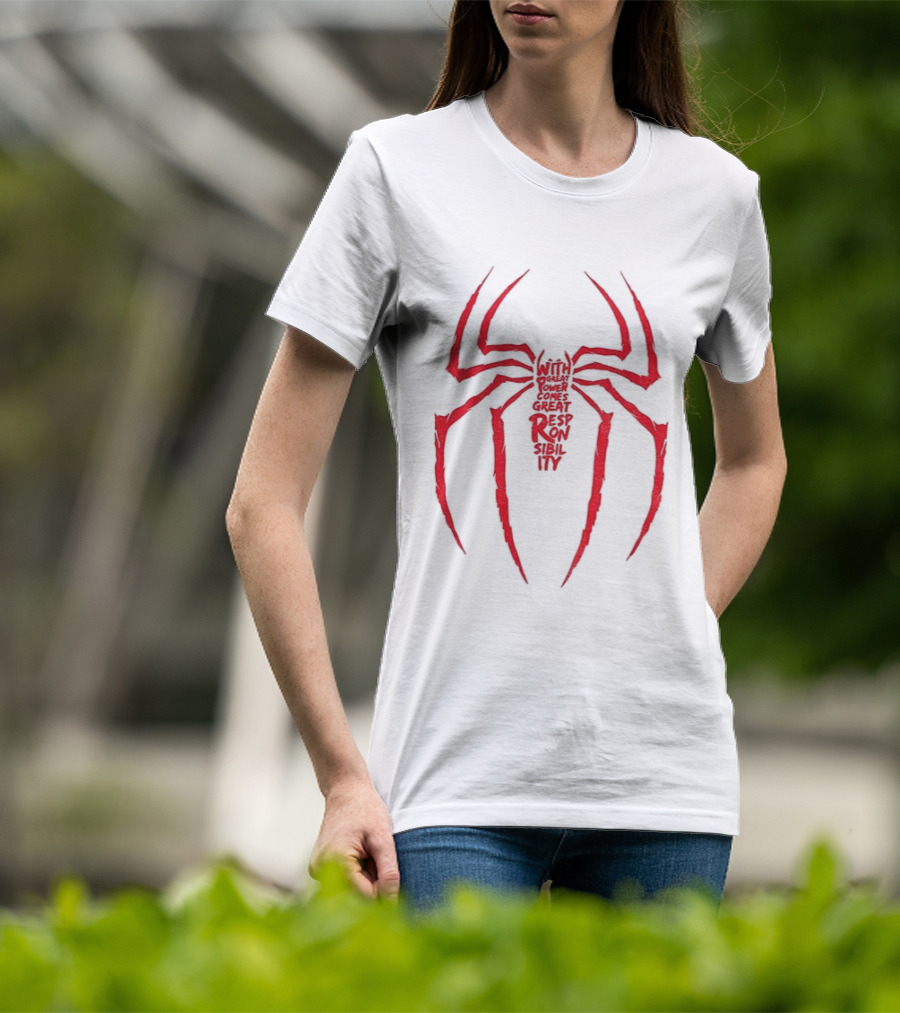 Spider Man Great Responsibility Red Symbol Superhero T-Shirt