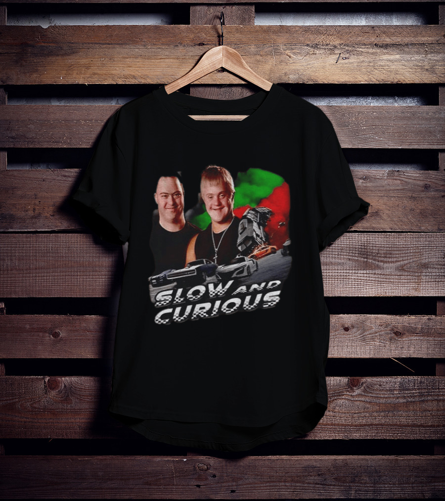 Slow And Curious Racing Car Men With Down Syndrome T-Shirt